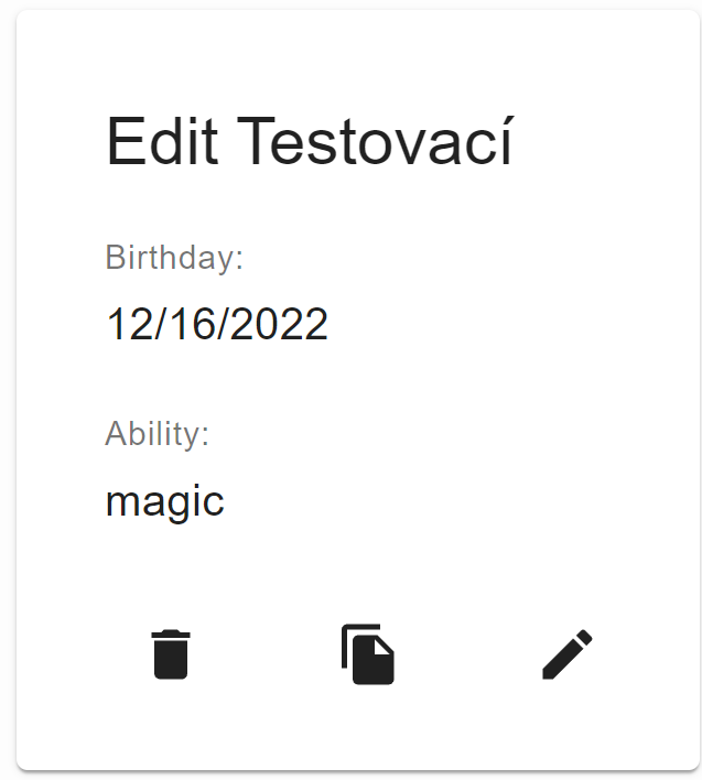 Vzorová ukázka karty astronauta, kterému byla přidána možnost vytvořit kopii Karta astronauta s přidanou funkcí kopírování